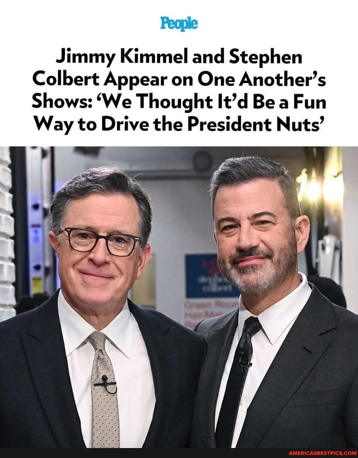 People Jimmy Kimmel and Stephen Colbert Appear on One Another's Shows(02)