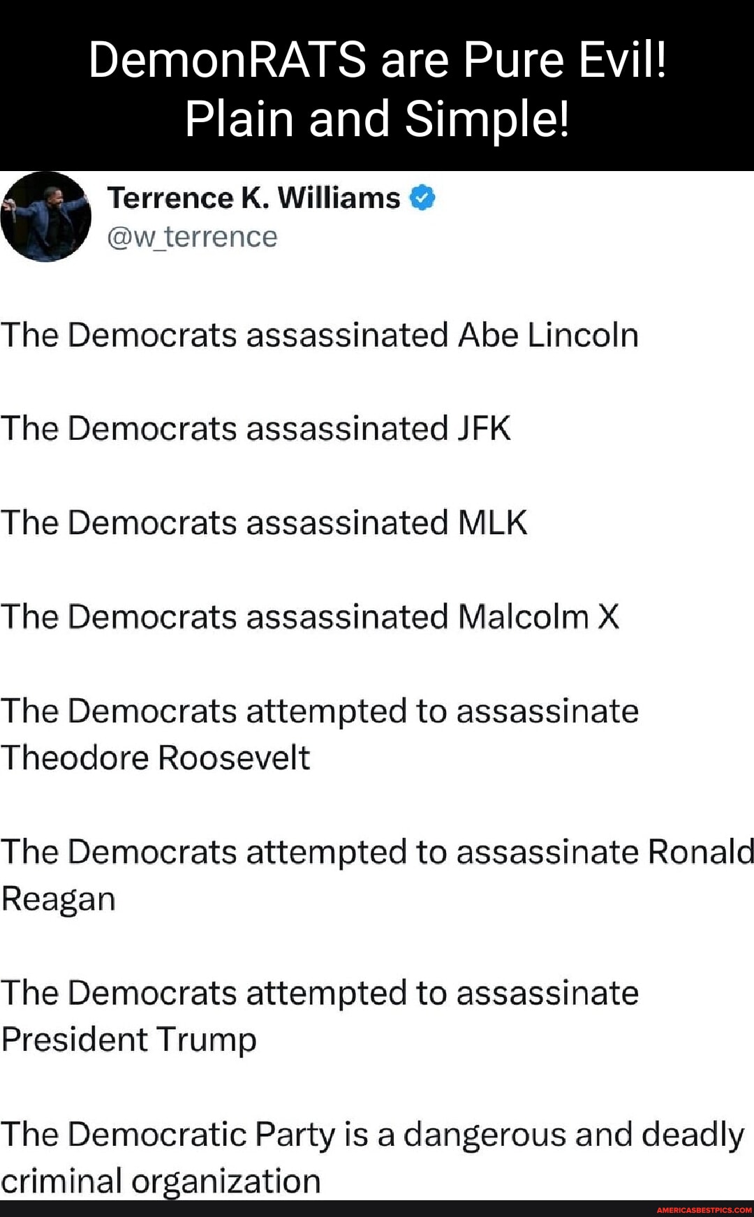 DemonRATS are Pure Evil! Plain and Simple! The Democrats assassinated ...