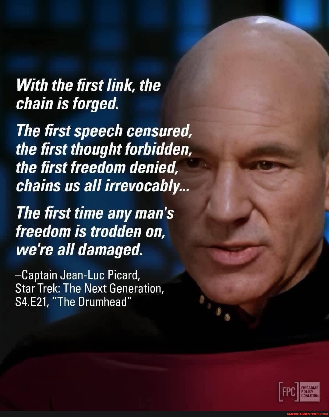 With the first link, the chain is forged. The first speech censured