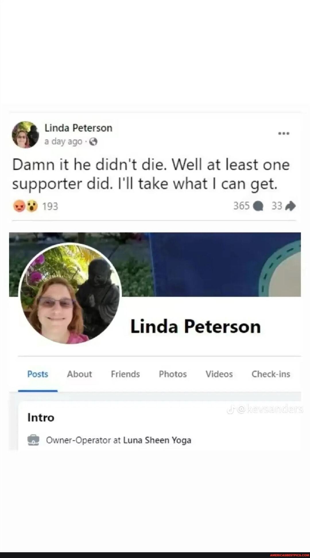 Linda Peterson day Damn it he didn't die. Well at least one supporter