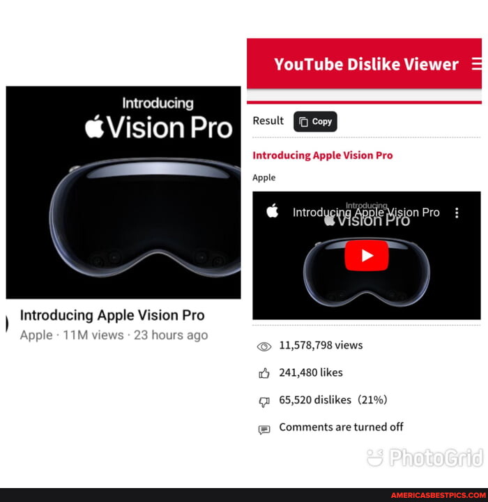 YouTube Dislike Viewer Introducing Vision Pro Introducing Apple Vision ...