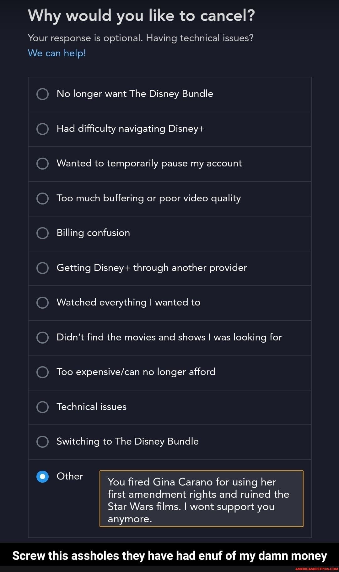 Why would you like to cancel? Your response is optional. Having ...