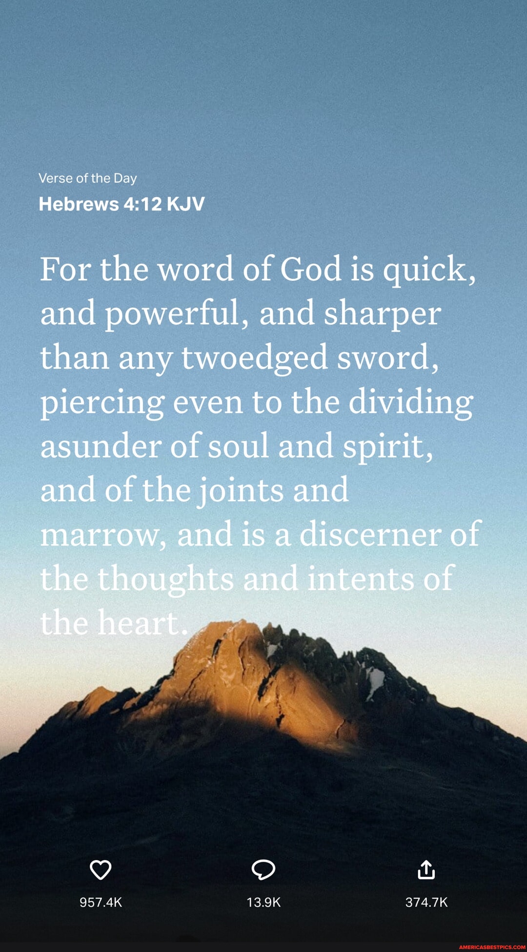 Verse of the Day Hebrews KJV For the word of God is quick, and powerful ...