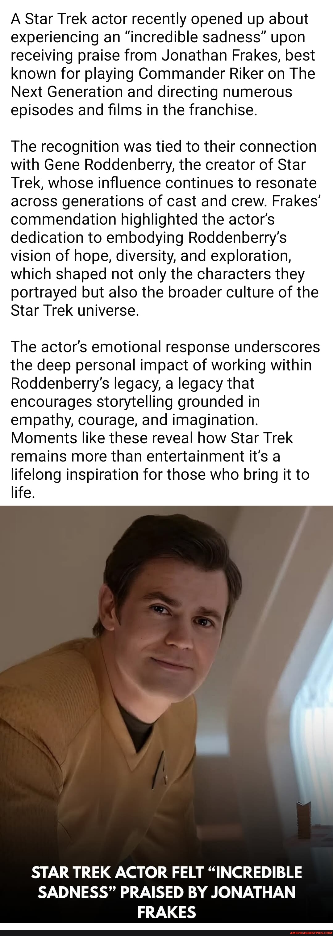 Ken Riker Actor A Star Trek actor recently opened up about experiencing an